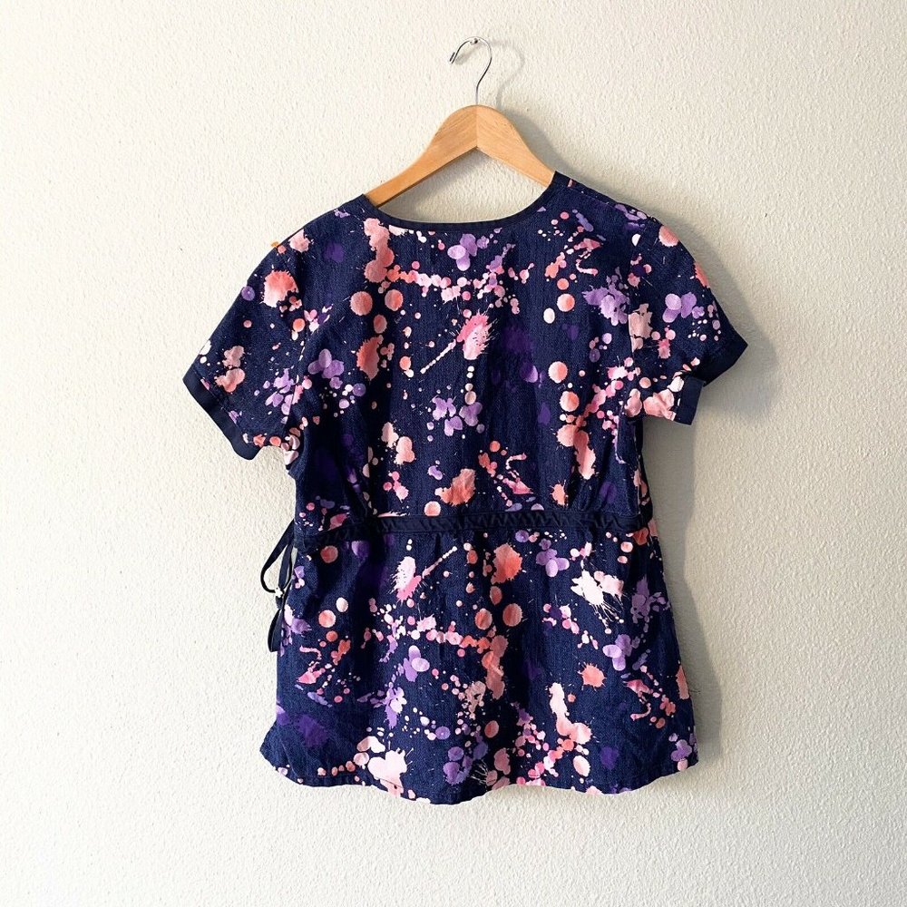 Kai Kathy Peterson Nursing Blouse Blue Paint Splat - Picture 4 of 5